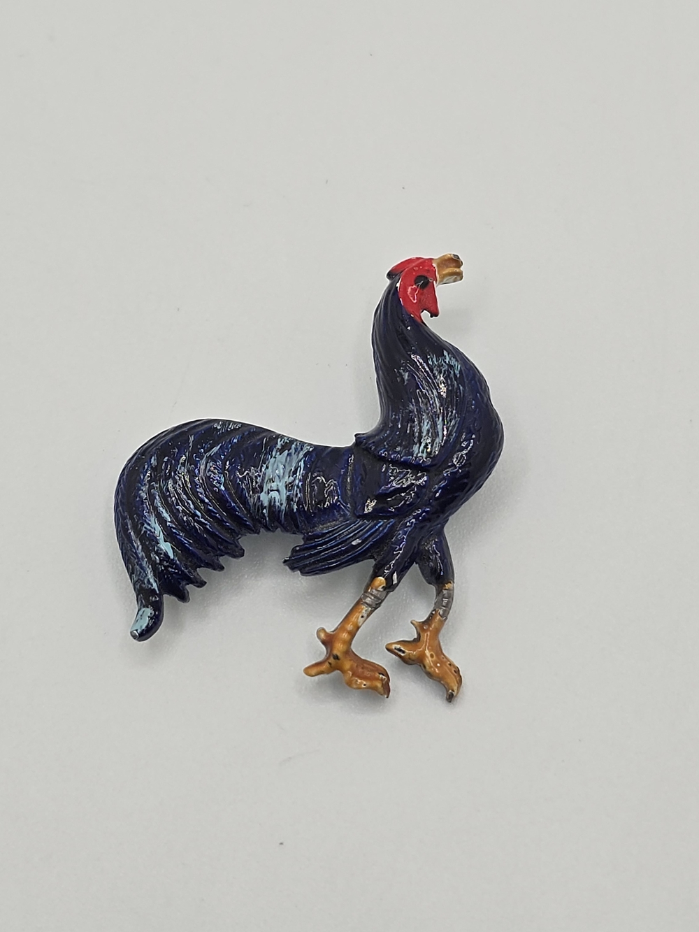 VTG Blue Hen Chicken Brooch Pin Enameled Figural Bird Delaware 1.25"